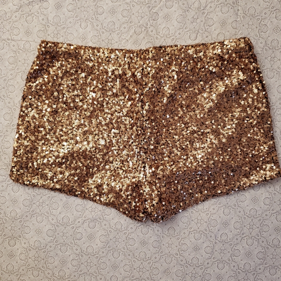 Gold Sequin Women's Shorts - Picture 2 of 8